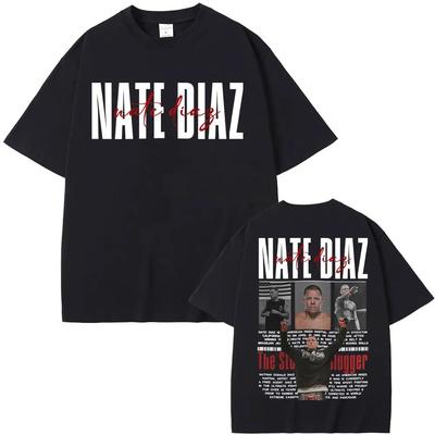 Nate Diaz MMA Legende Doppelseitiges Grafik Oversized T-Shirt Boxen Sport Schwarz Streetwear Unisex Damen und Herren T-Shirt