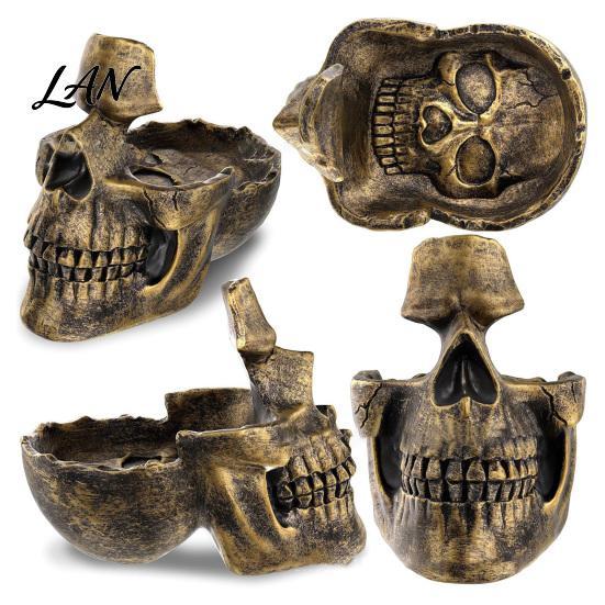 Totenkopf Aufbewahrungsschale Harz Multifunktionales Tablett, Gotischer Brillenhalter Schmuckorganizer für Lebensechte Knochentextur Dekor Schlüssel Münzen Schmuckstücke, Schreibtisch