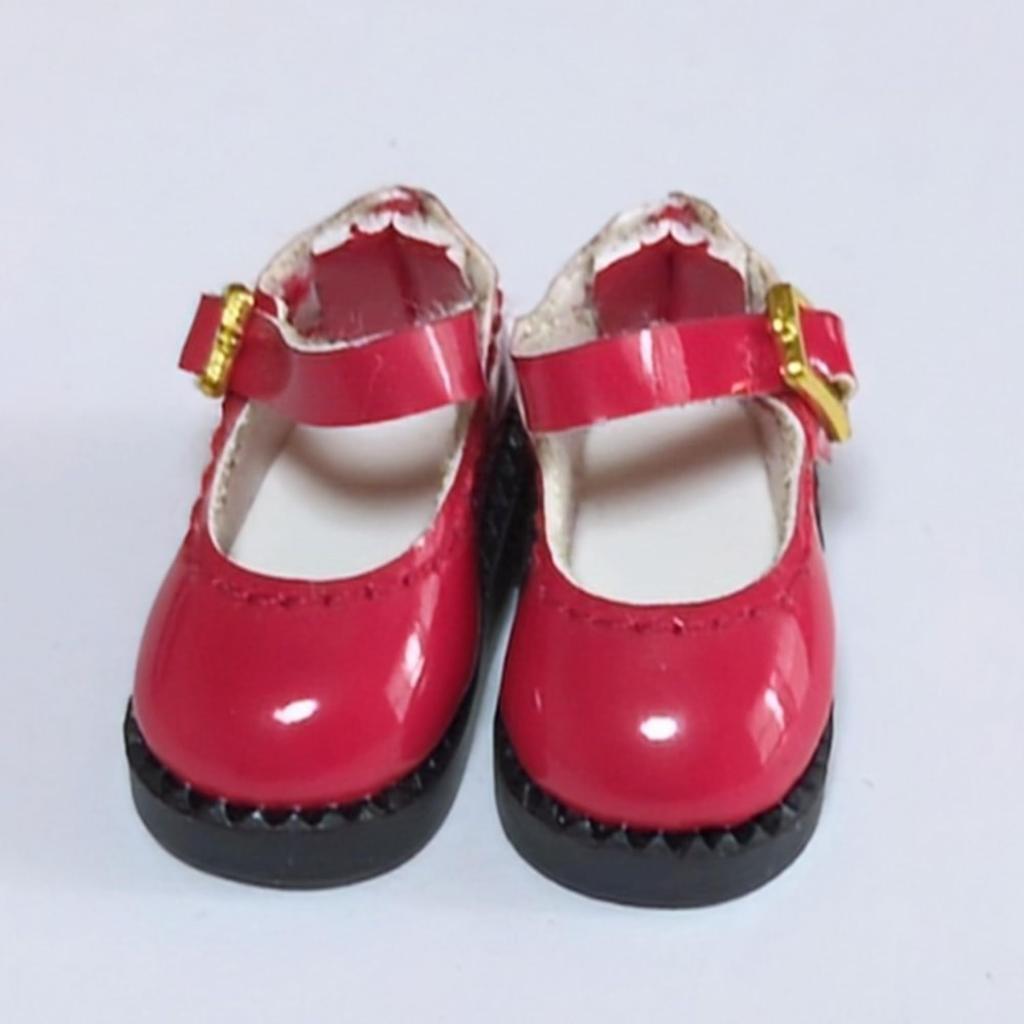 [Melinoa] 1/12 Ölçekli Bebek Ayakkabıları, Bantlı Ayakkabılar, 11cm Mary Jane Ayakkabılar, Bebek Aksesuarları, Giydirme Aksesuarları, 1 Çift Set (Kırmızı)
