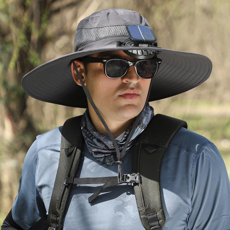 Solar-Powered Detachable Fan Hat: Quick-Dry Fisherman Style for Men's Outdoor Summer Use