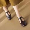 Fashion 2024 Spring Mary Janes Genuine Leather Women Shoes Square Toe Thick Heel Women Buckle Strap Commute Pumps Retro High Heels
