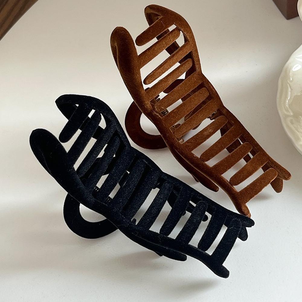 Grab for Women Girls Thick Curly Long Hair Daily Headwear Elegant Velvet Bowknot Shaped Hair Claw Non Slip Acrylic Shark Hair