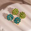 Elegant Light Luxury Diamond Inlaid Floral Earrings - High-End European & American Fashion for Women