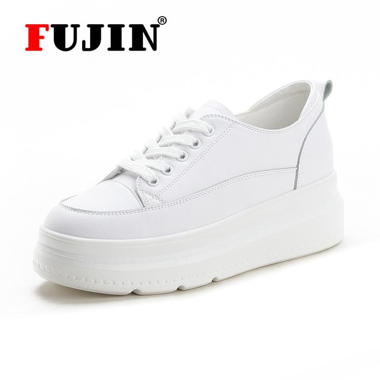

Кроссовки Fujin, женская повседневная обувь на каблуке, кроссовки на платформе, белые туфли на танкетке, увеличивающая обувь 34 белый