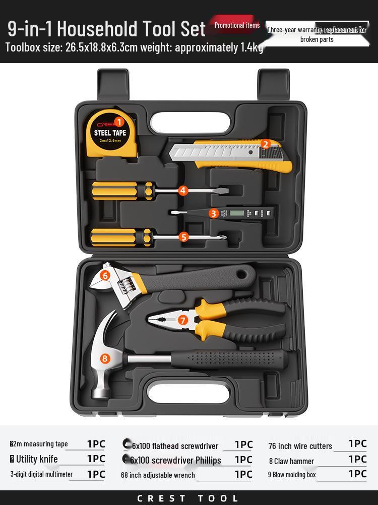 Comprehensive Home Repair Tool Kit: Pliers, Hammer, Wrench, Combination Set.