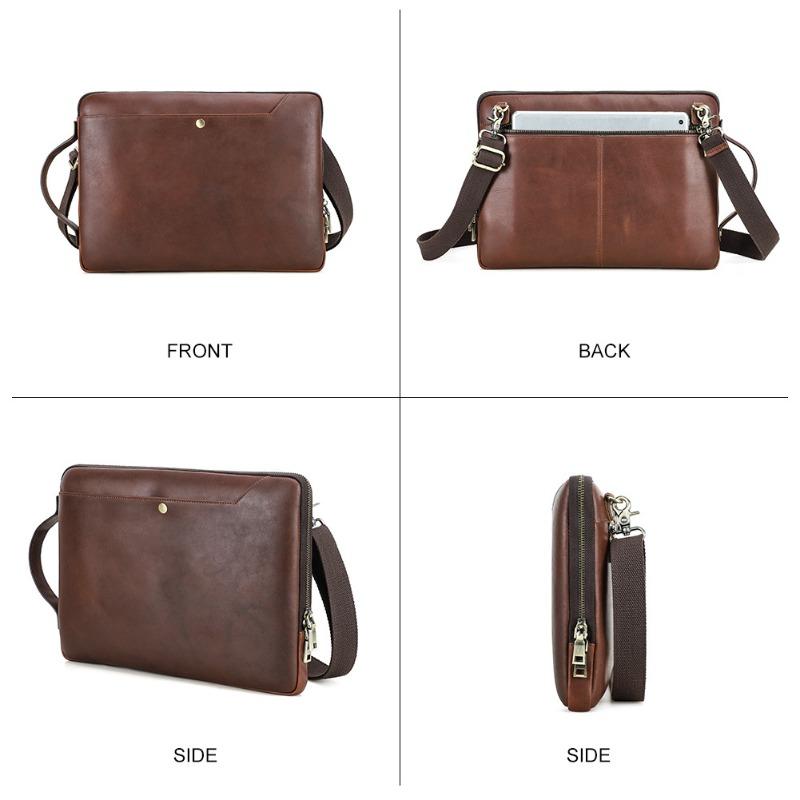 Genuine Leather Laptop Bag For MacBook Pro 14.2 Multi-Functional Crossbody Handheld