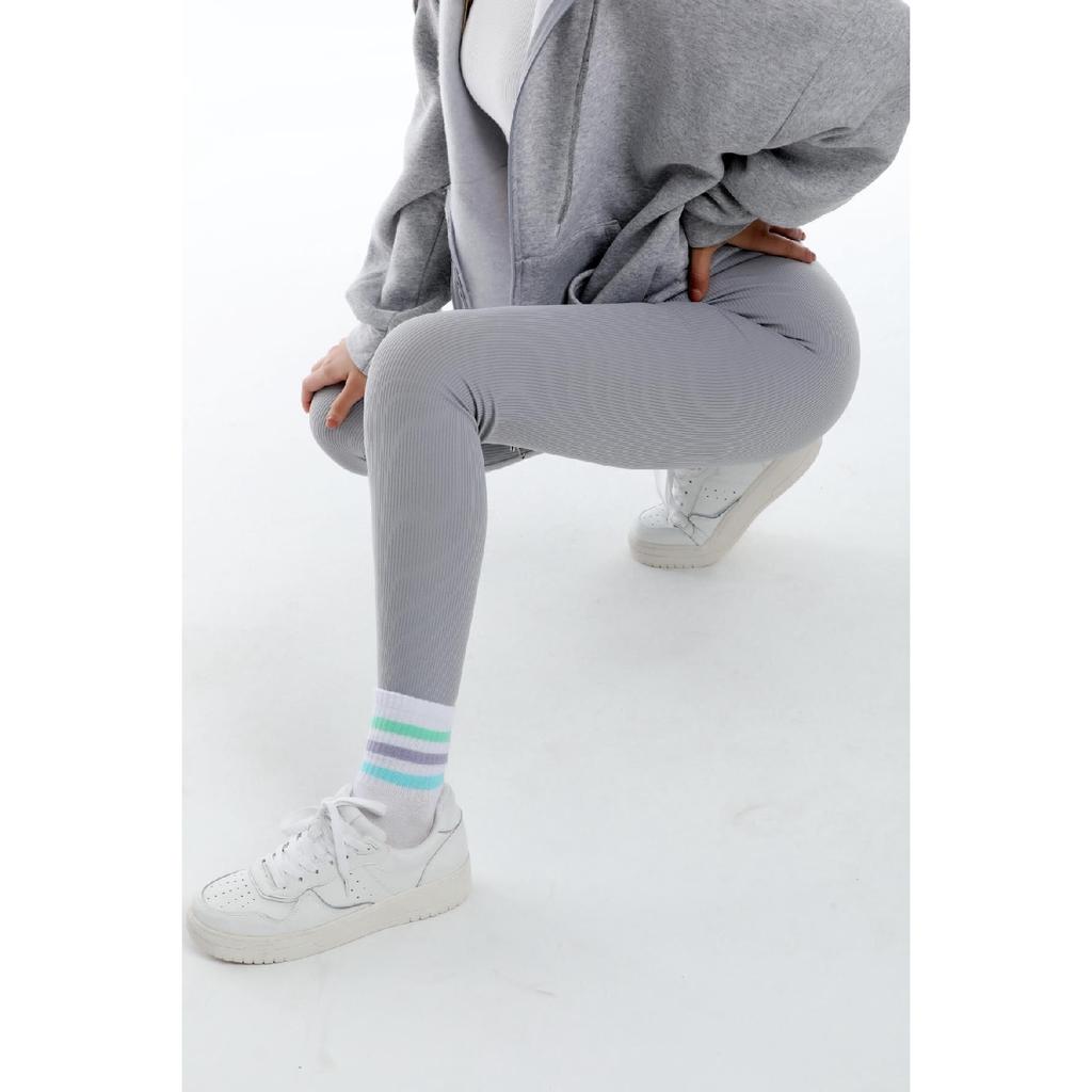 Indigo Indigo Indigo – Strickstrumpfhose mit hoher Taille, gerippt und elastischem Interlock-Bund