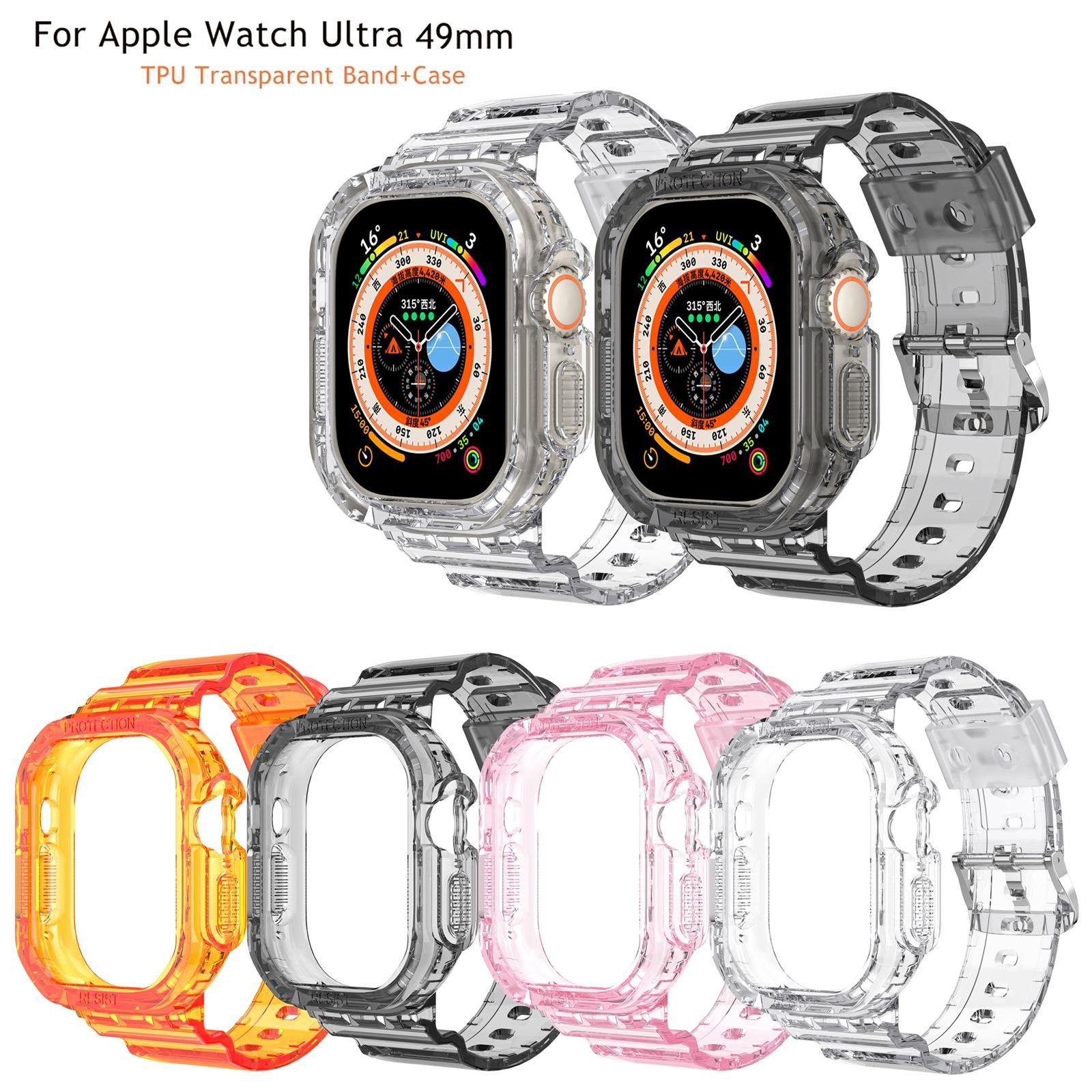 

Прочный прозрачный корпус из ТПУ для Apple-Watch Ultra, ремешок для часов
