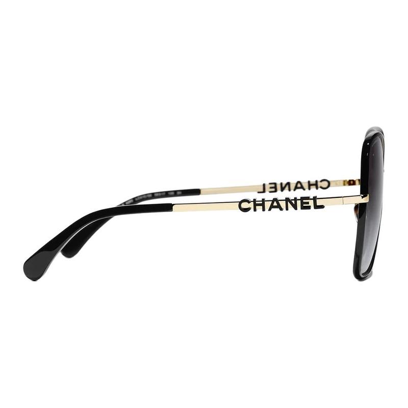 CHANEL Temple Letter Logo Metal Butterfly Sunglasses Unisex Couple Style Black