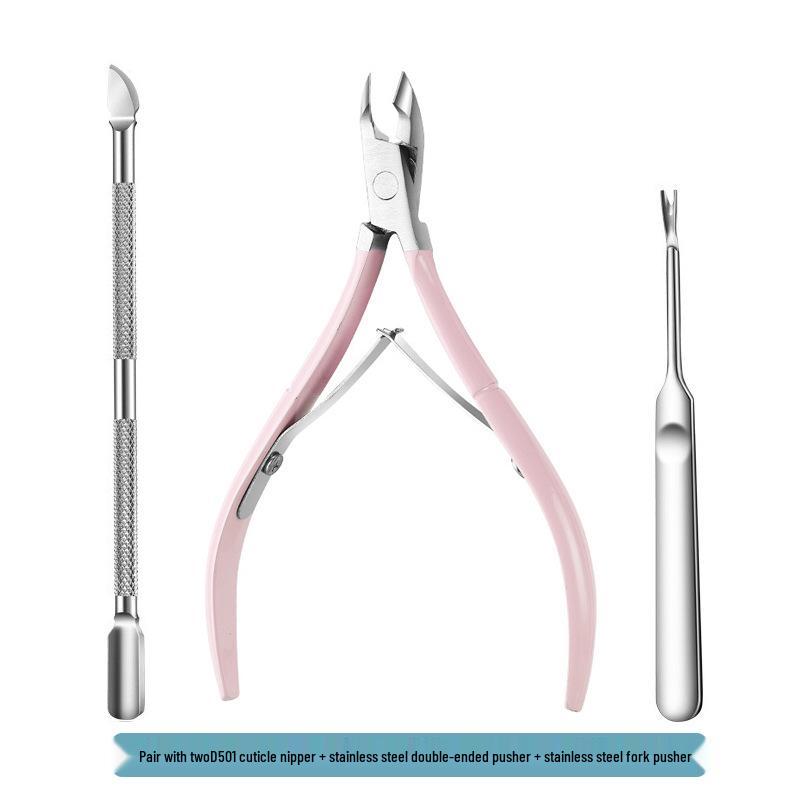 Stainless Steel Manicure Set: 3-Piece Dead Skin Scissors, Double-Headed Pusher, and Nail Clipper