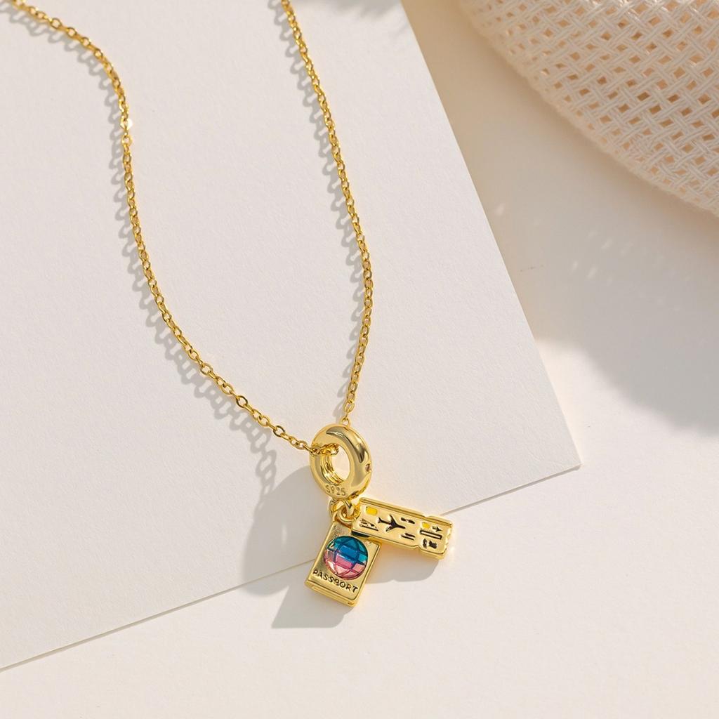 Doreen Box 1pc Gold Plated Moon Star Charm Necklace Stainless Steel & Brass For Women Stylish Dainty Jewelry Gift 40cm + 5cm