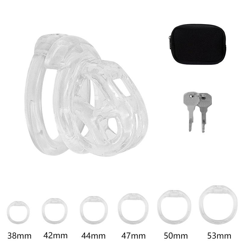 With 5 Size Cock Rings Penis Soft Silicone Chastity Cage Device Anti-Cheating Penis Lock Restraints for Men Discreet Sex Toy 18+