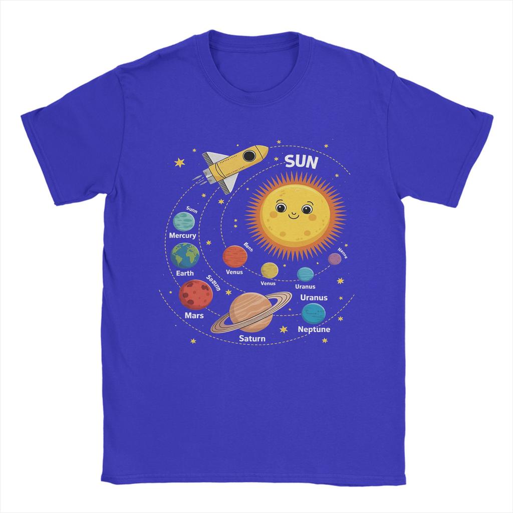 Mens Solar System Space Planet Universe Sun T Shirts  100 Cotton Clothing Funny Short Sleeve Crewneck Tees Graphic TShirts