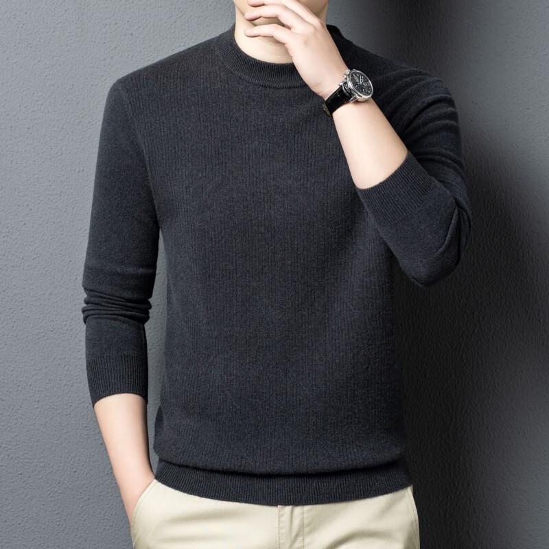 FENGXUN Men's Mock Neck 90% Wool Cashmere Blend Sweater FXT6431