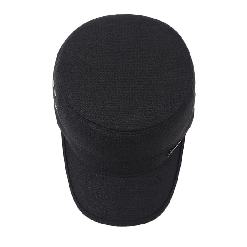 Middle-Aged Men's Hat Winter Warm Ear Protection Cotton Hat Thick Wool Flat Top Hat Outdoor Sports Hat