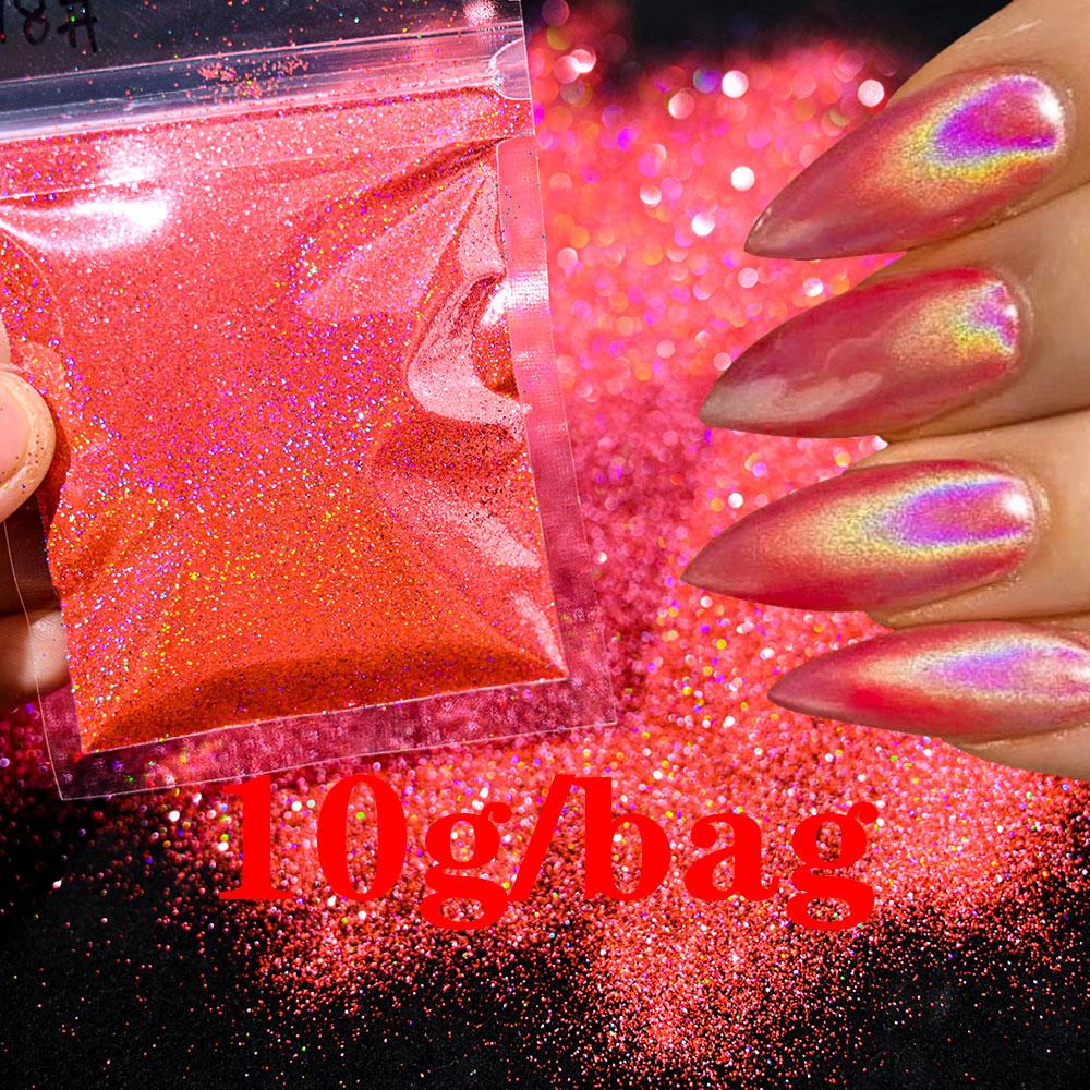 0.2mm Christmas Laser Chrome Red Glitter Powder 10G Ultra Fine Holographic Nail Pigment for Nail Gel Polish Reflective Pigment