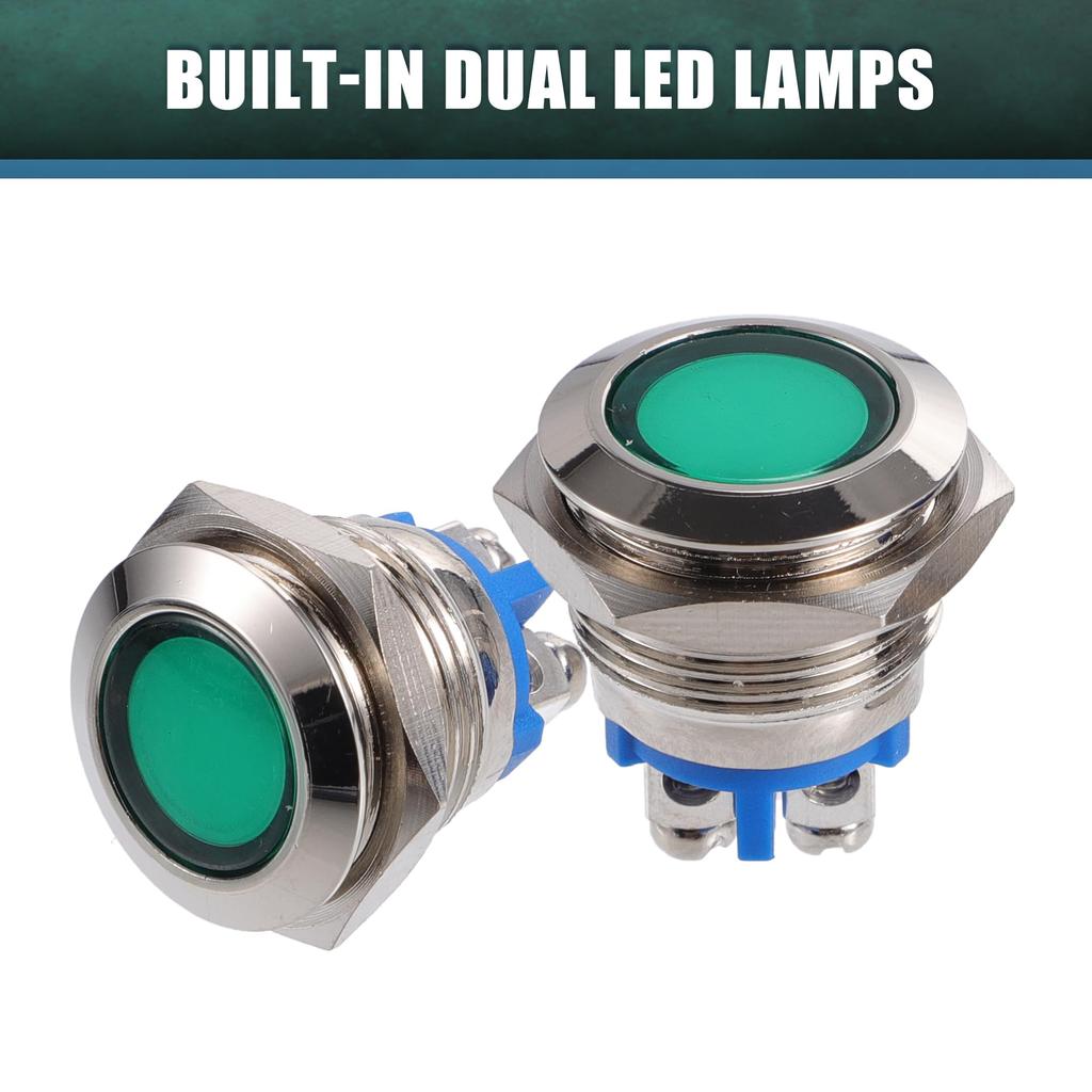 X AUTOHAUX 5pcs Indicator Light 16mm 12V AC DC Metal