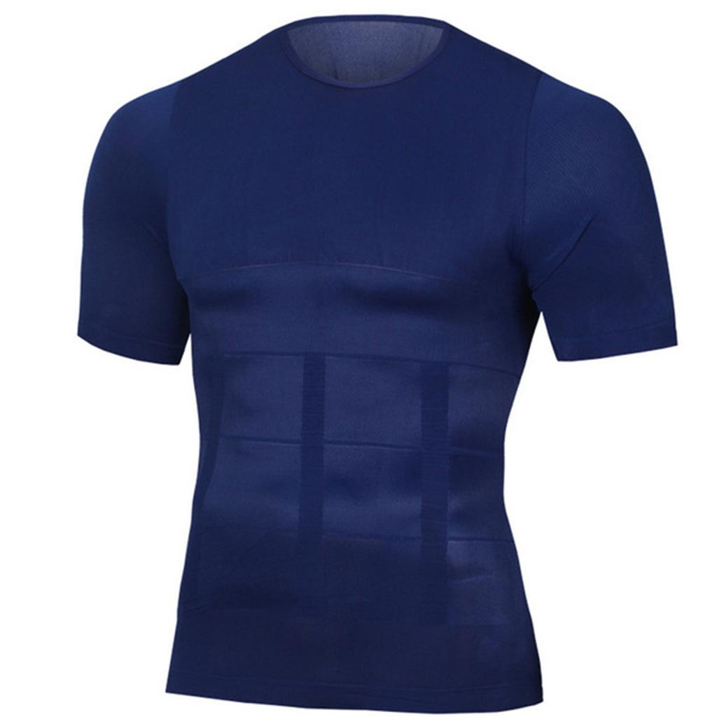 Men's Compression Shirt Undershirt Slimming Tank Top Workout Vest Abs Abdomen Slim Body Shaper Short Sleeve T Shirt