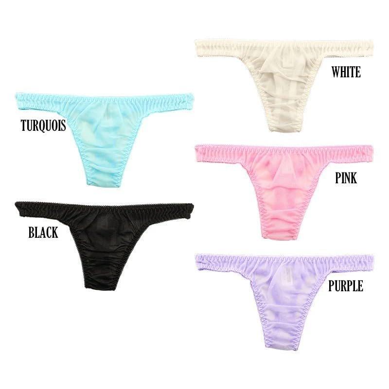 La-Pomme Airy See-Through NHK Fabric Shiny T-Back Thong Underwear Made In Japan