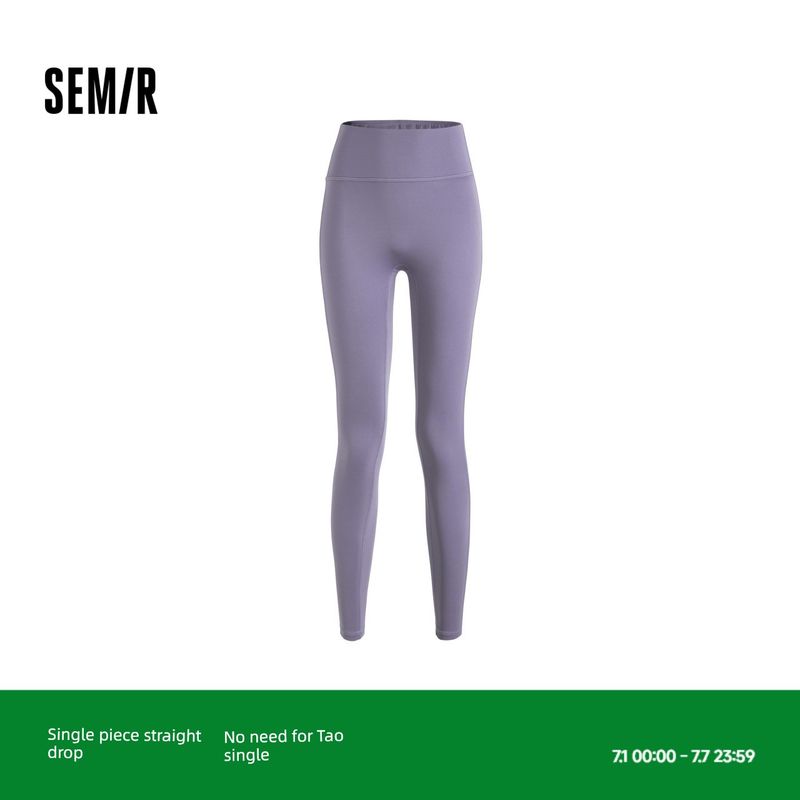 

Senma Shark Pants Women s Silm Slimming Hip Raise Cropped Leggings Stretch Belly Compression Fitness Pants Pure Color All-Matching Outer Wear Purple tone 00377 S