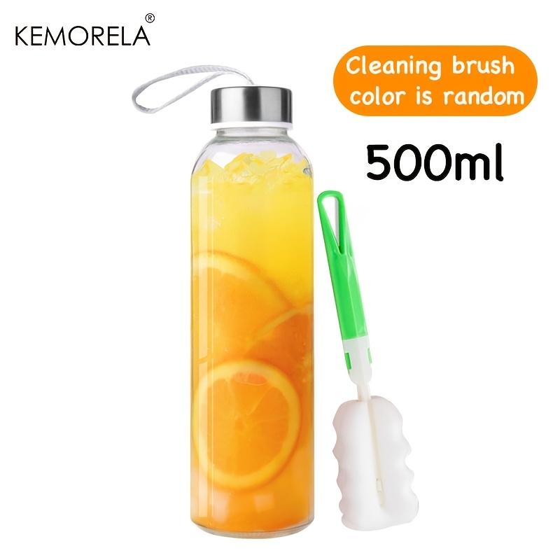 Glass Sports Water Bottle with Carrying Strap 500/750/1000ML for Vegetable Juices Fruit Juices And Coffee Include Cleaning Brush 500-1000ML