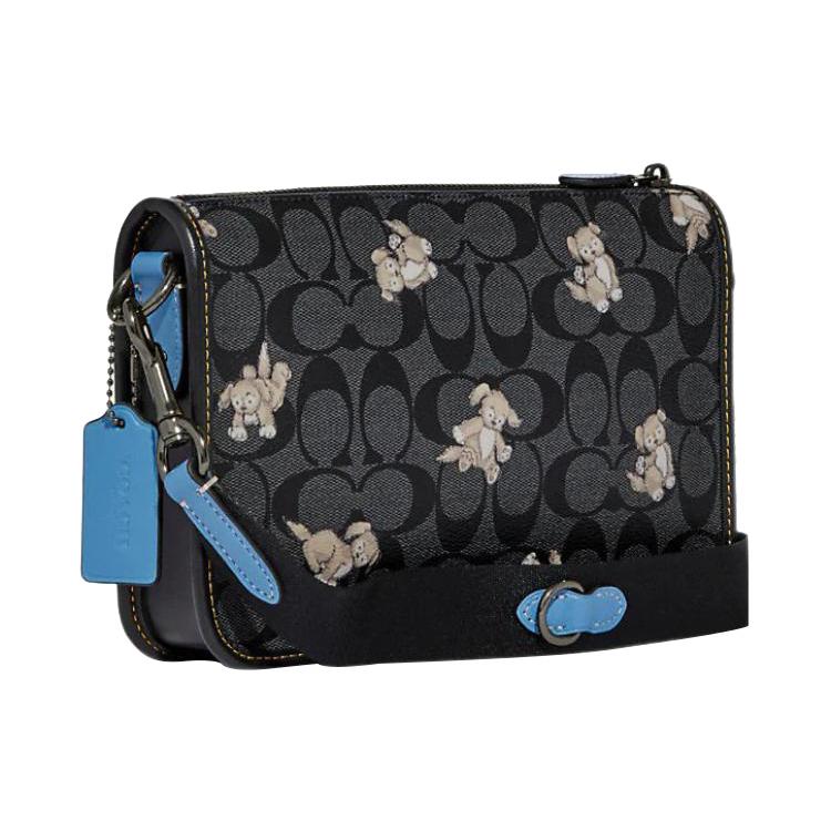 New COACH Heritage Artificial Leather Combo Bag, Shoulder Bag, Crossbody Bag Medium Men's Charcoal & Black CC131-QBPHT