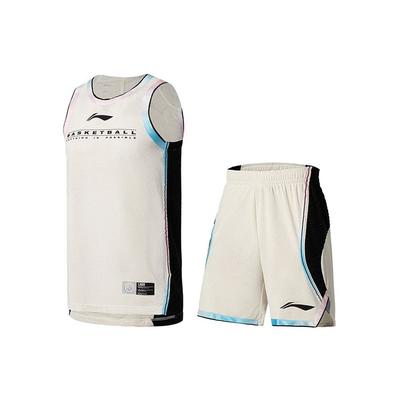 Professional Basketball Series Breathable Sleeveless Jersey Elastic Waist Shorts Basketball Set Men Sportswear Cloud-White AATS001-2