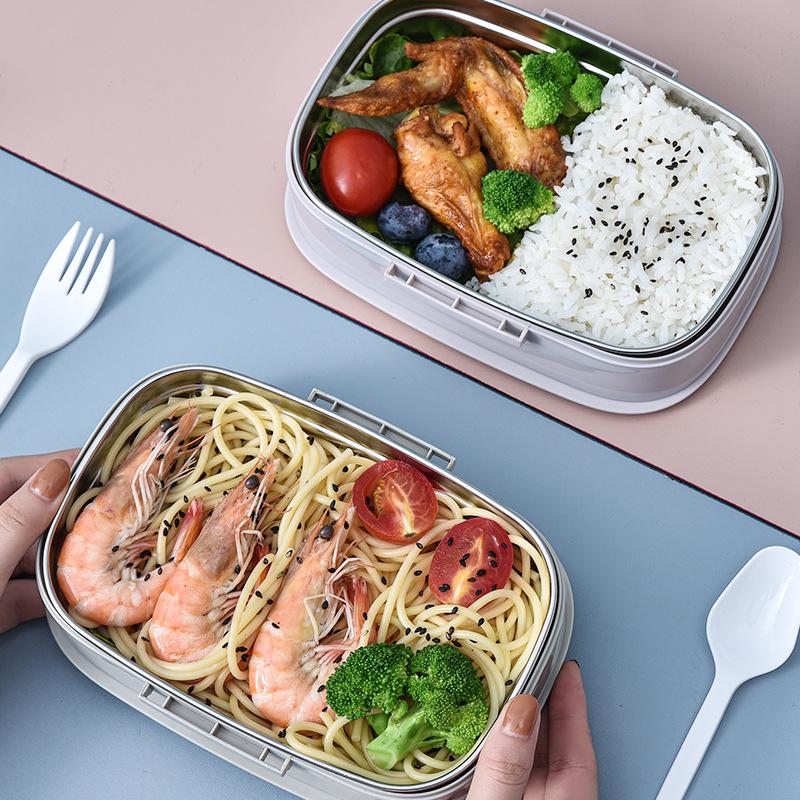 Stainless steel Lunch Box With Tableware Children's Lunch Box Portable Bento Box Microwavable Food Containers