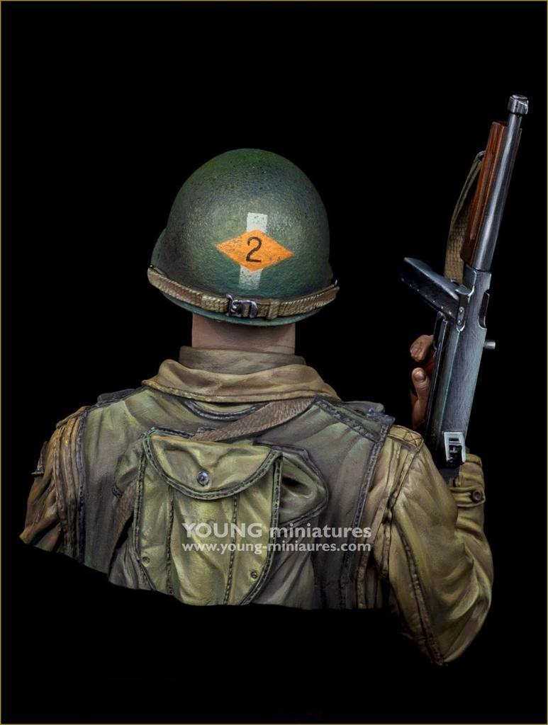 Young Miniature Amerikanischer Soldat des 2. Ranger-Bataillons der Normandie 1944 Büste aus Resin Bausatz YM1898 1/10
