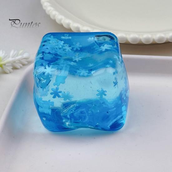 Hand Exercise Ball Anxiety Relief Stress Cube Toy, Clear Frosted Squeeze Toy Snowflake Glitter Ice Sensory for Students Workers Tool
