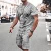 Men's Tropical Flower 2-piece T-shirt Short Sleeve Shorts Set Casual Outdoor Sports 3D Printed Summer T-shirt
