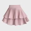 2025 Summer Korean Style Women's Petite Pleated Midi Skirt with Elastic Waist and Slimming Fluffy Design