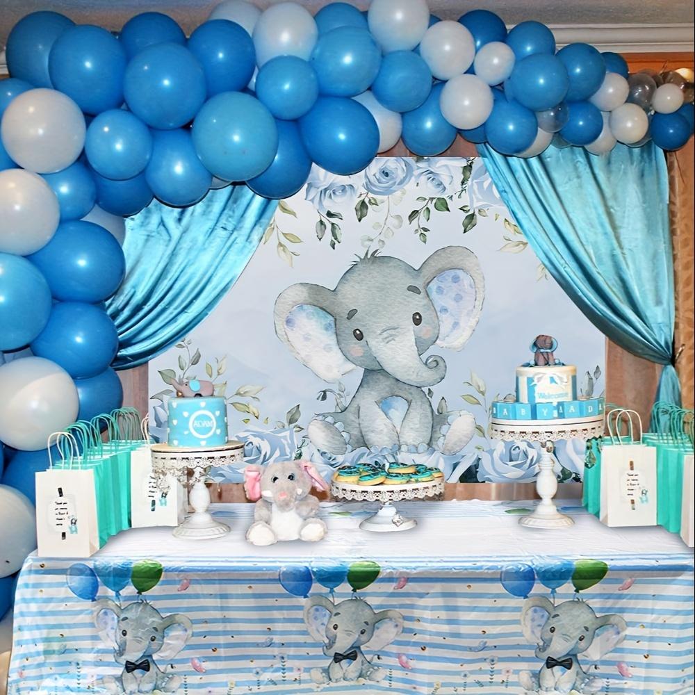 Blue elephant background Cute elephant photography background for a boy or girl's birthday party decorated photo booth