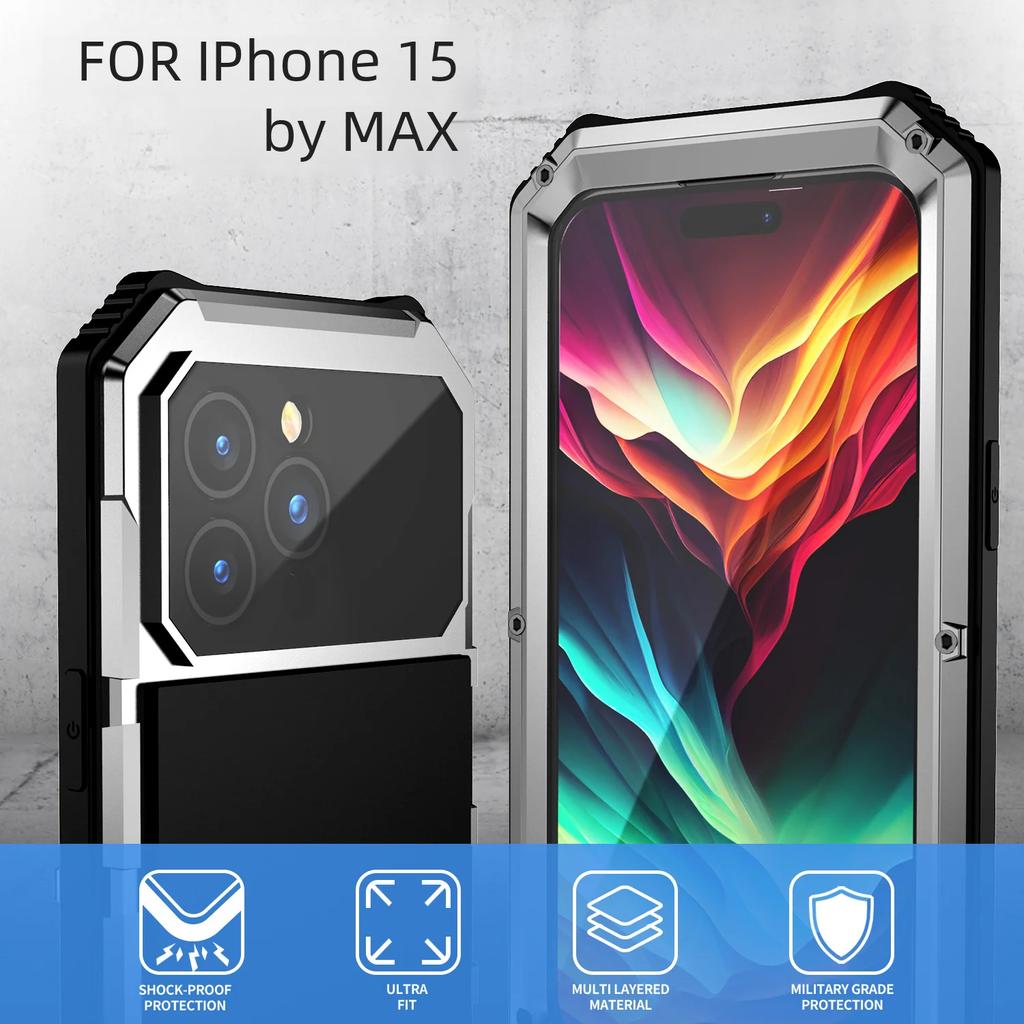 IPhone15pro Μεταλλικό Πλαίσιο Προστατευτικό Κάλυμμα - Εξωτερική Αντικραδασμική Θήκη για Apple 15. Κατάλληλο για διασυνοριακή χρήση.