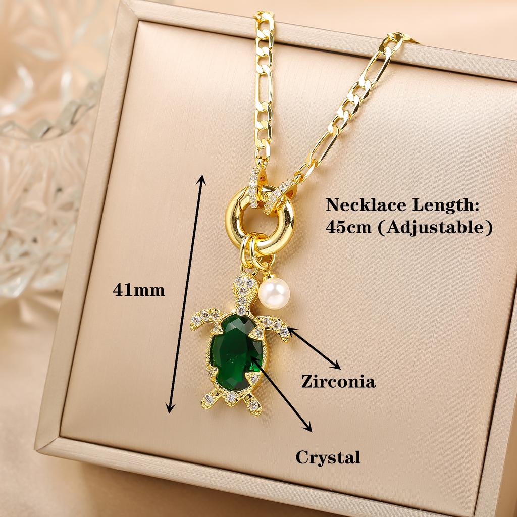 Hot Sale Cute Crystal Sea Turtle Animal Pendant Necklace High Quality Women Girls Casual Party Clavicle Chain Jewelry Gift