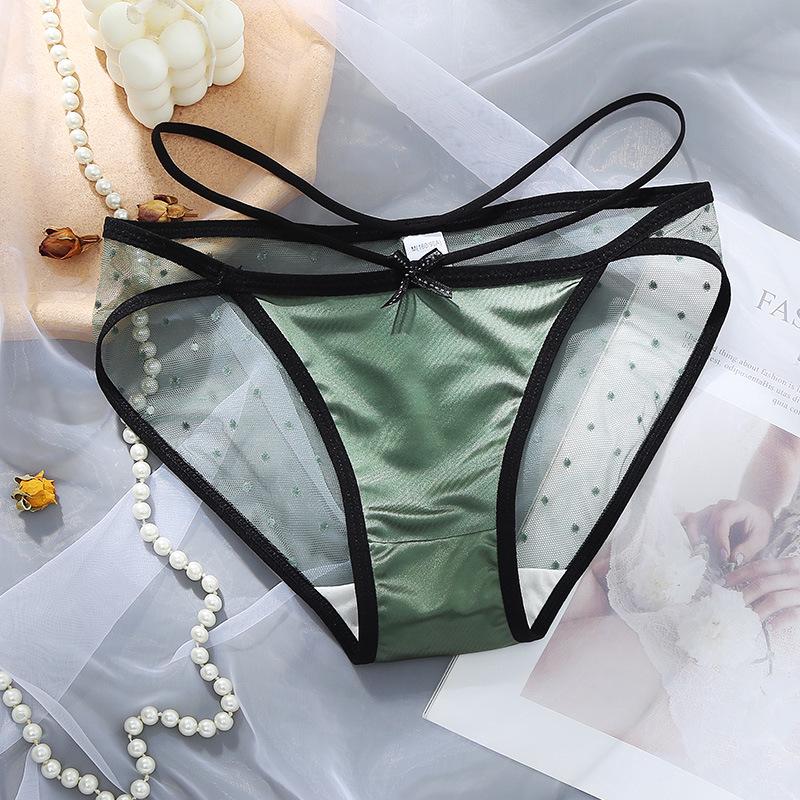 

Color Block Lace Transparent Nylon Panties - New Girls & Ladies Briefs L 50kg-60kg зелёный