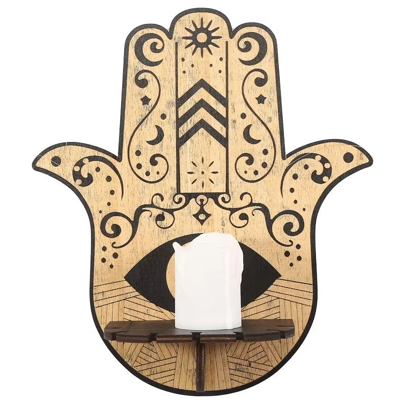 Candle Holder 1PCS Meditation Animal Wooden Pendant Creative Crystal Stone Display Stand Ornaments Restaurant Hotel