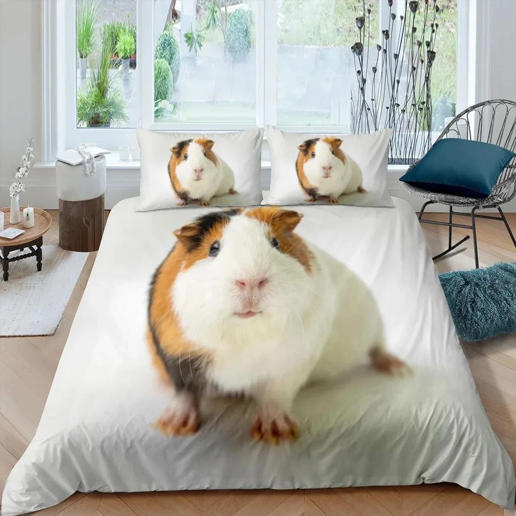 3D Hamster Cute Animals Comfortable Duvet Quilt Cover Pillowcase Bedding Set Children Bedroom Decoration Home Textile