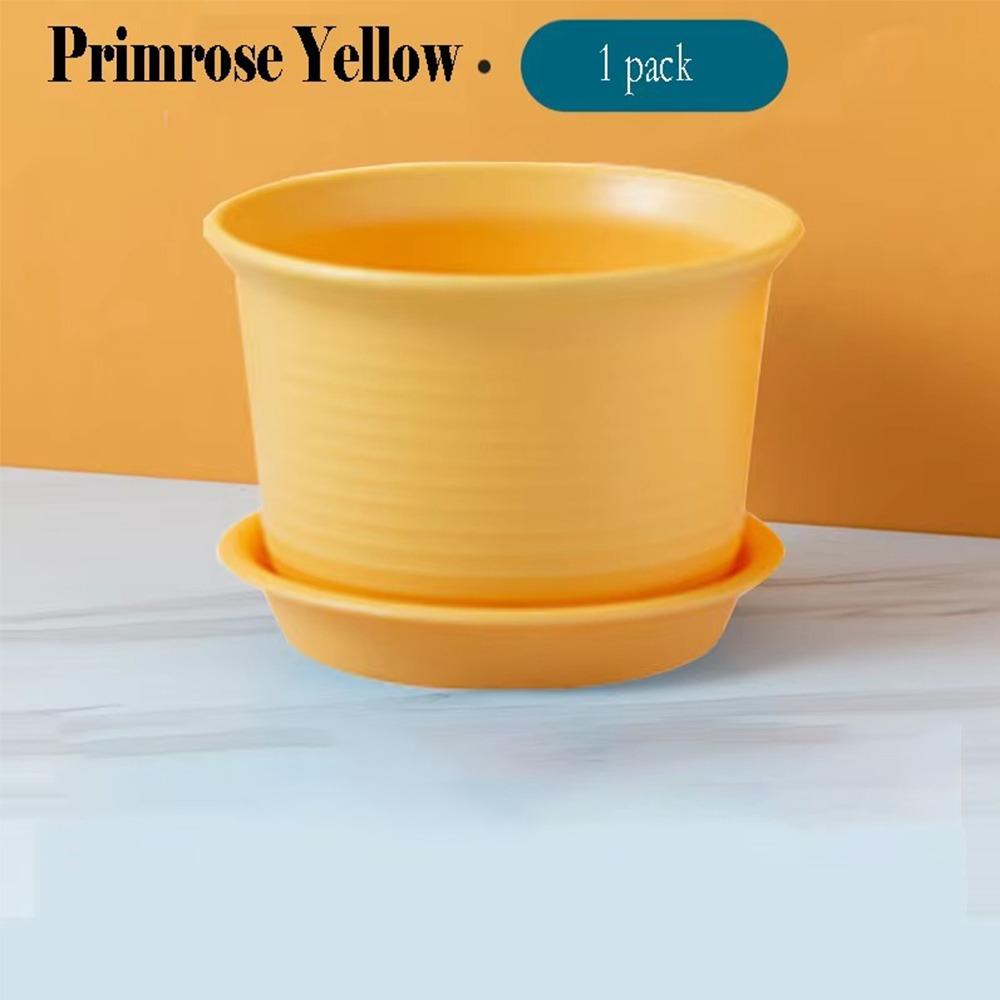 

С поддоном Цветочный горшок Круглые декоративные горшки Новый цветочный горшок L жёлтый