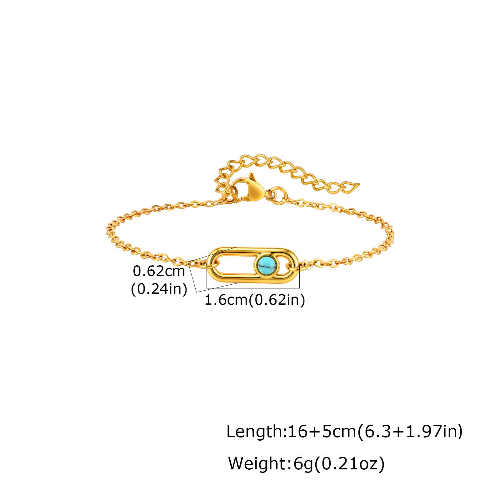 Wind Ladies Stainless Steel Geometric Accessories Natural Turquoise Bracelet Br-2735 золотой