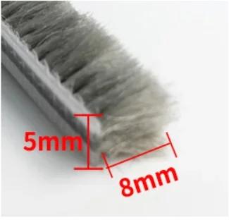 

10M 5/6/7mm Elastic straight hair sealing strip Door/Window gap foam Groove Nylon Pile Brush Seal Weatherstrip Dust Proof Strip