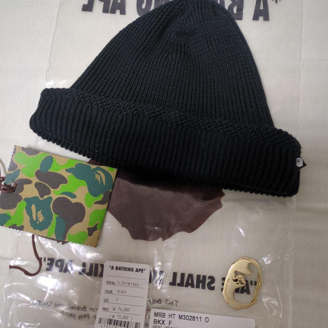 Used A BATHING APE Beanie Knit Hat Black F