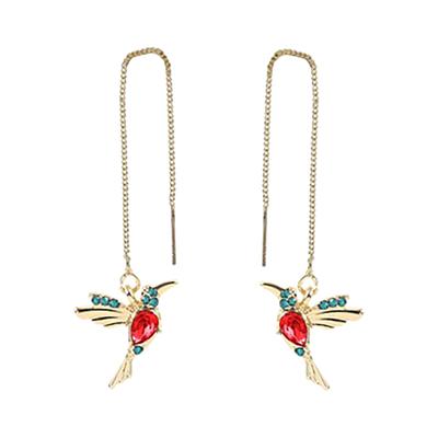 Hummingbird Women's Earrings Threaded Earrings Dangle Earrings Crystal Tassel Earrings Rhinestone Diamond Stud Earrings