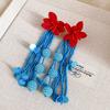 Vintage Floral Long Tassel Earrings For Women With Alloy Material And Handcrafted Design