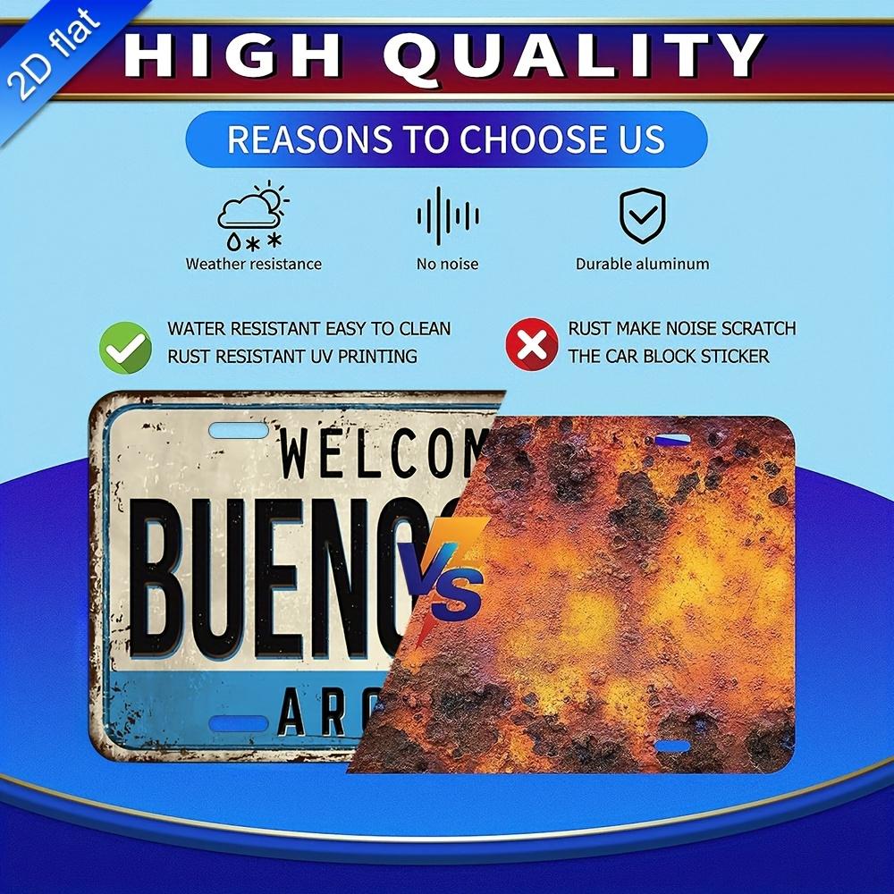 2D Flat, Vintage Buenos Aires Argentina License Plate Wall Art Aluminum Metal Sign - Argentine License Plate Number for Home