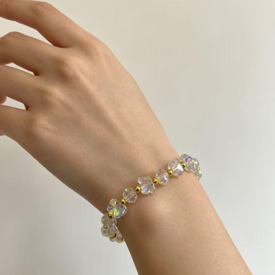 Butterfly Crystal Beaded Bracelet for Women - High-End Fashionable Jewelry, Fresh and Sweet Design