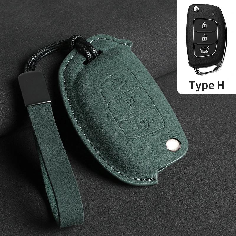 Suede Fabric Auto Flip Key Fob Cover Case Fit For Hyundai Grand I10 I20 I30 Ix35 Ix45 Hb20 Elantra Solaris Sonata Santa Fe Sport Tucson