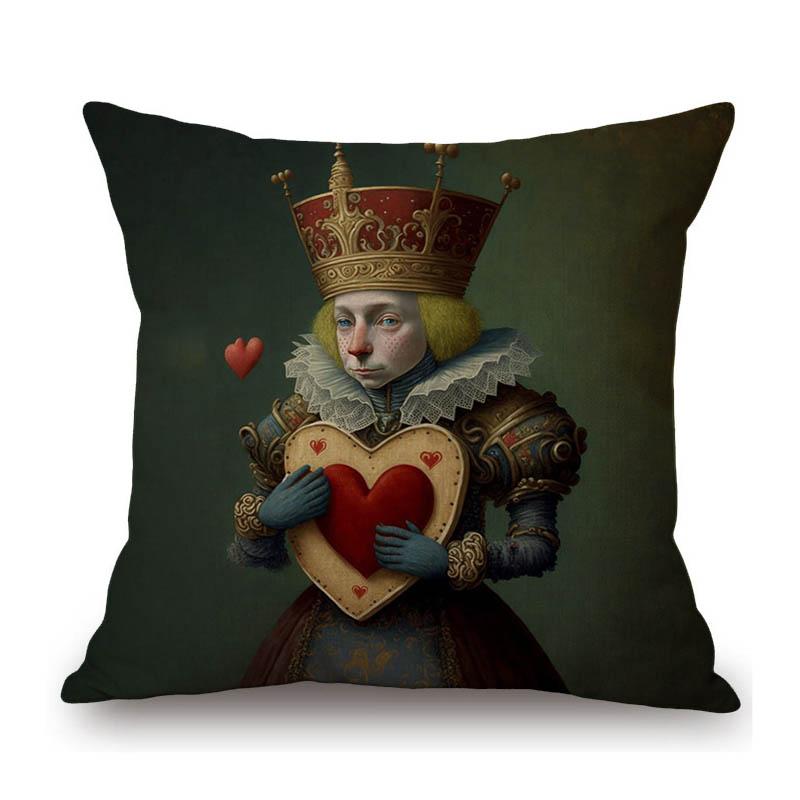 Alice Wonderland Rabbit Cat Lovely Cute Cartoon Character Home Decoration Sofa Throw Pillow Case Cotton Linen Car Cushion Cover