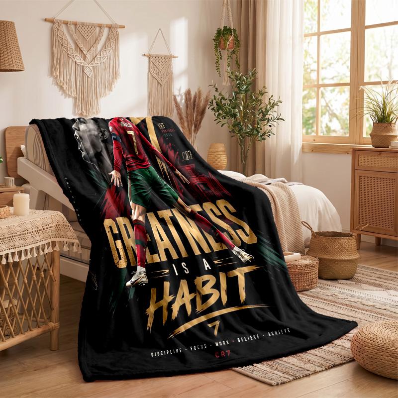 Coperta Morbida e Calda in Flanella con Stampa di Cristiano Ronaldo, Coperta da Divano/Letto per Casa, Ufficio, Camera da Letto