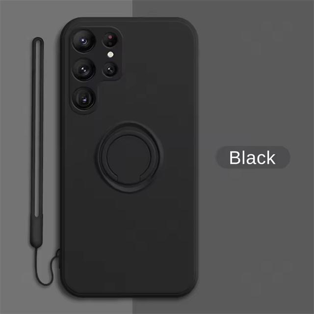 Ring Holder Magnetic Phone Case For Samsung Galaxy S25 S24 S23 S22 Ultra S21 S20 FE S10 Plus Note 20 Ultra Liquid Silicone Case